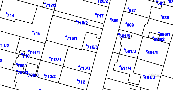 Parcela st. 716/3 v KÚ České Budějovice 5, Katastrální mapa