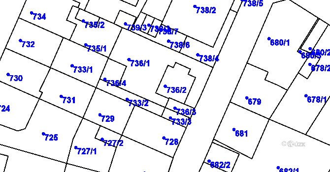 Parcela st. 736/2 v KÚ České Budějovice 5, Katastrální mapa