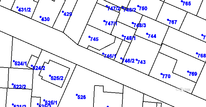 Parcela st. 746/1 v KÚ České Budějovice 5, Katastrální mapa
