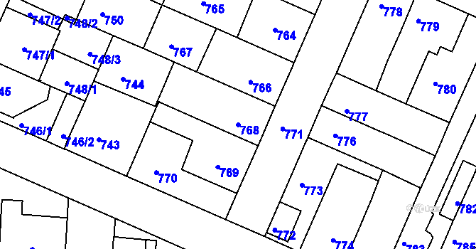 Parcela st. 768 v KÚ České Budějovice 5, Katastrální mapa