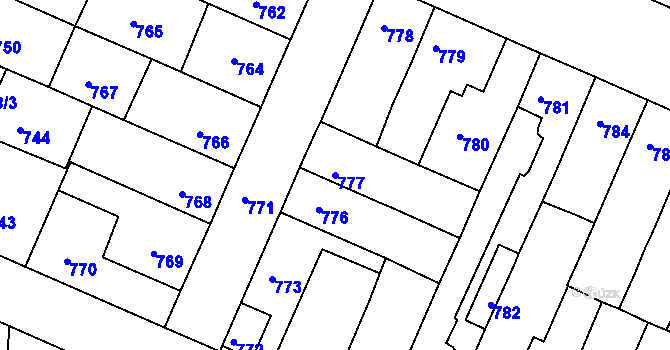 Parcela st. 777 v KÚ České Budějovice 5, Katastrální mapa