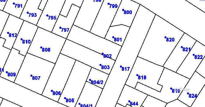 Parcela st. 802 v KÚ České Budějovice 5, Katastrální mapa