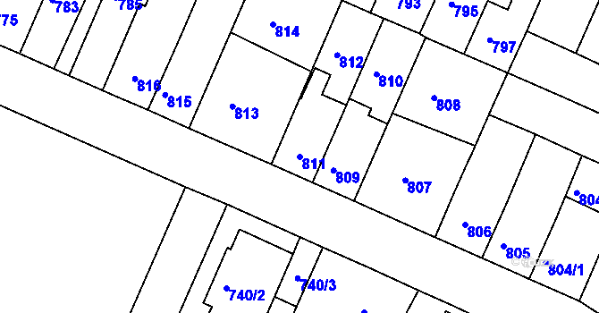 Parcela st. 811 v KÚ České Budějovice 5, Katastrální mapa