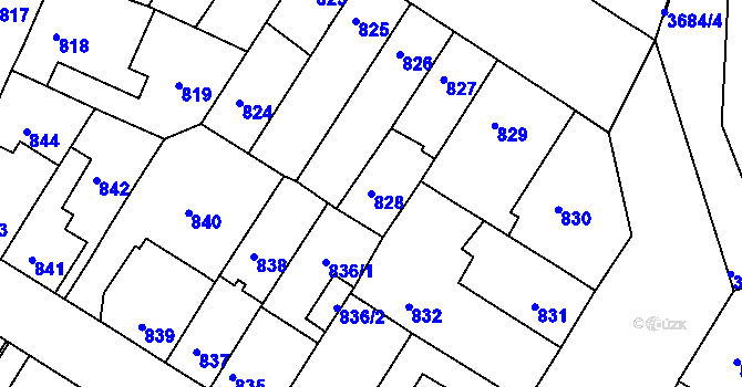 Parcela st. 828 v KÚ České Budějovice 5, Katastrální mapa