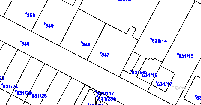 Parcela st. 847 v KÚ České Budějovice 5, Katastrální mapa