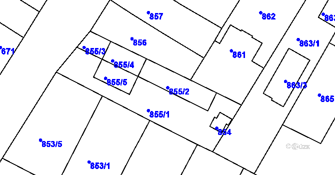 Parcela st. 855/2 v KÚ České Budějovice 5, Katastrální mapa