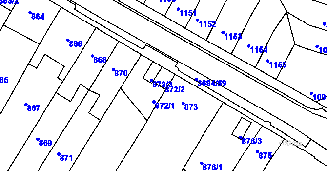 Parcela st. 872/2 v KÚ České Budějovice 5, Katastrální mapa