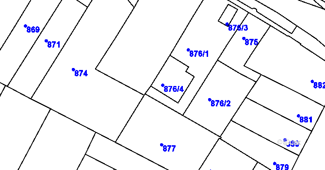 Parcela st. 876/4 v KÚ České Budějovice 5, Katastrální mapa