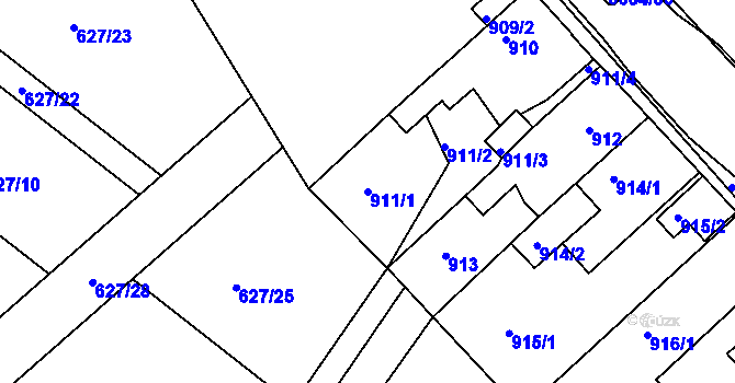 Parcela st. 911/1 v KÚ České Budějovice 5, Katastrální mapa