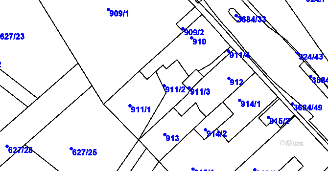 Parcela st. 911/2 v KÚ České Budějovice 5, Katastrální mapa