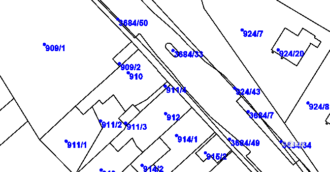 Parcela st. 911/4 v KÚ České Budějovice 5, Katastrální mapa