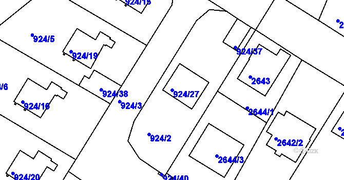 Parcela st. 924/27 v KÚ České Budějovice 5, Katastrální mapa