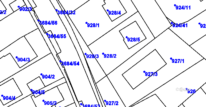 Parcela st. 928/2 v KÚ České Budějovice 5, Katastrální mapa