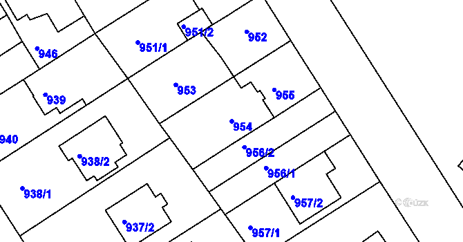 Parcela st. 954 v KÚ České Budějovice 5, Katastrální mapa