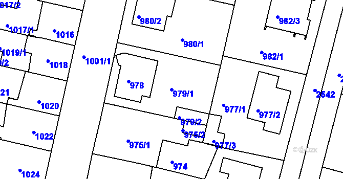 Parcela st. 979/1 v KÚ České Budějovice 5, Katastrální mapa