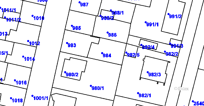 Parcela st. 984 v KÚ České Budějovice 5, Katastrální mapa