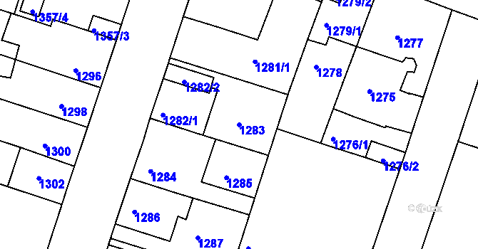 Parcela st. 1283 v KÚ České Budějovice 5, Katastrální mapa