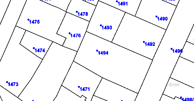 Parcela st. 1494 v KÚ České Budějovice 5, Katastrální mapa