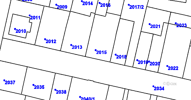 Parcela st. 2015 v KÚ České Budějovice 5, Katastrální mapa