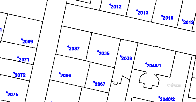 Parcela st. 2035 v KÚ České Budějovice 5, Katastrální mapa