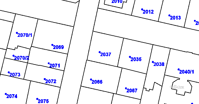 Parcela st. 2037 v KÚ České Budějovice 5, Katastrální mapa