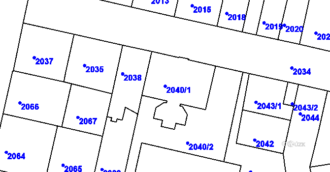 Parcela st. 2040/1 v KÚ České Budějovice 5, Katastrální mapa