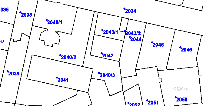 Parcela st. 2042 v KÚ České Budějovice 5, Katastrální mapa
