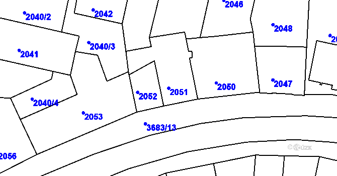 Parcela st. 2051 v KÚ České Budějovice 5, Katastrální mapa