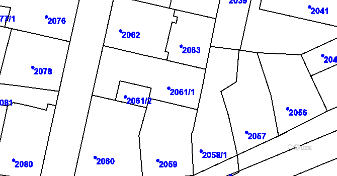 Parcela st. 2061/1 v KÚ České Budějovice 5, Katastrální mapa