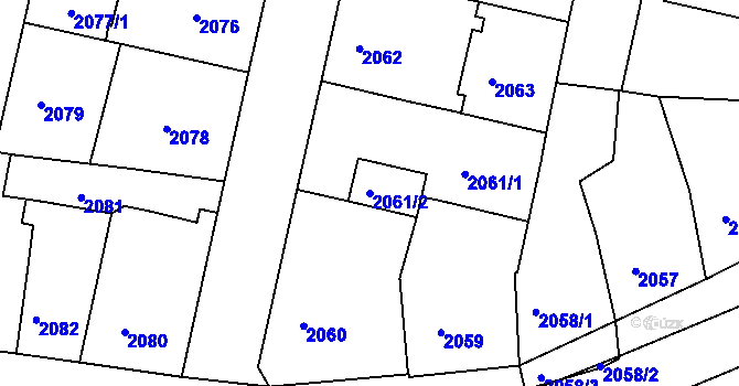 Parcela st. 2061/2 v KÚ České Budějovice 5, Katastrální mapa