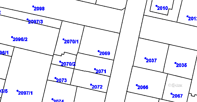 Parcela st. 2069 v KÚ České Budějovice 5, Katastrální mapa