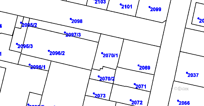 Parcela st. 2070/1 v KÚ České Budějovice 5, Katastrální mapa