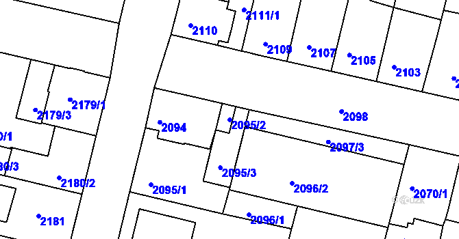Parcela st. 2095/2 v KÚ České Budějovice 5, Katastrální mapa