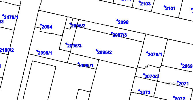 Parcela st. 2096/2 v KÚ České Budějovice 5, Katastrální mapa