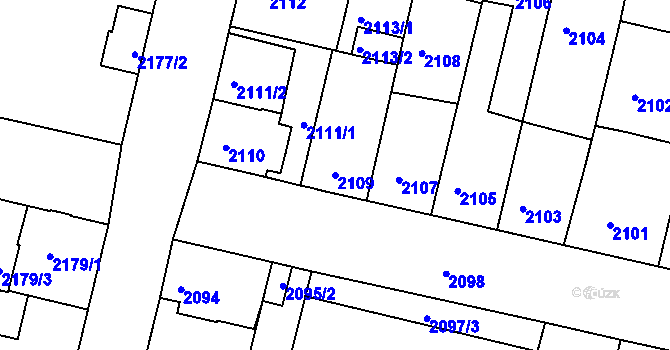 Parcela st. 2109 v KÚ České Budějovice 5, Katastrální mapa