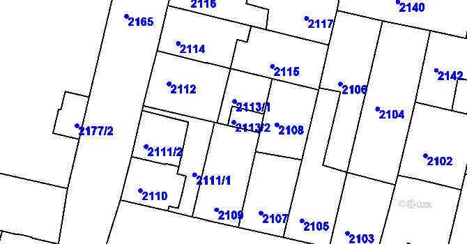 Parcela st. 2113/2 v KÚ České Budějovice 5, Katastrální mapa