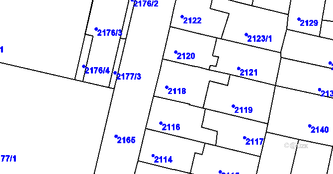 Parcela st. 2118 v KÚ České Budějovice 5, Katastrální mapa