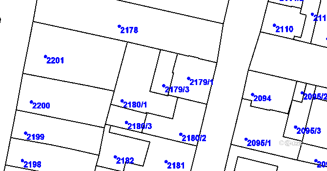 Parcela st. 2179/3 v KÚ České Budějovice 5, Katastrální mapa