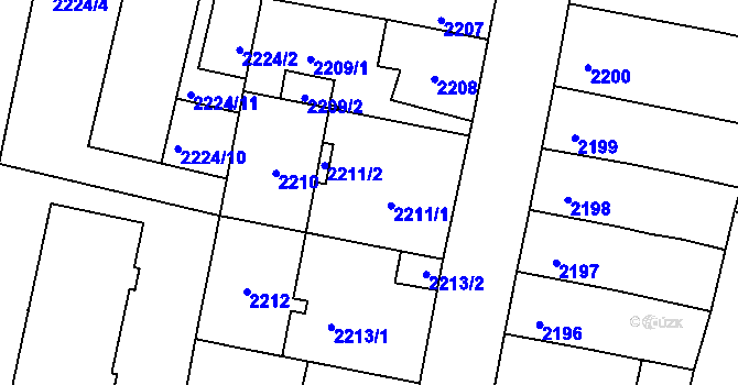 Parcela st. 2211 v KÚ České Budějovice 5, Katastrální mapa