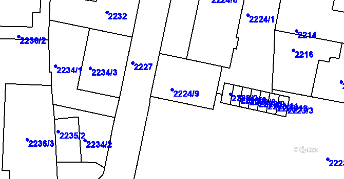 Parcela st. 2224/9 v KÚ České Budějovice 5, Katastrální mapa