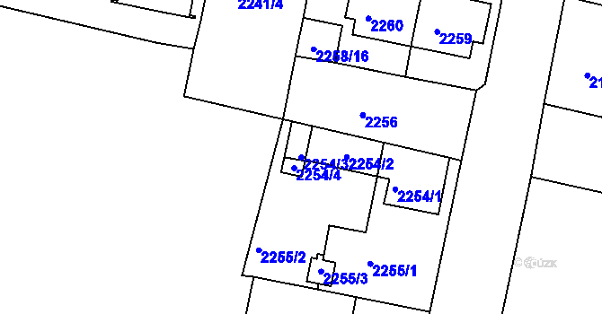 Parcela st. 2254/3 v KÚ České Budějovice 5, Katastrální mapa