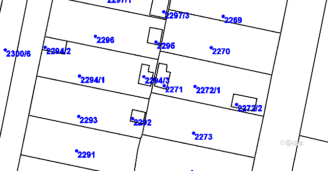 Parcela st. 2271 v KÚ České Budějovice 5, Katastrální mapa