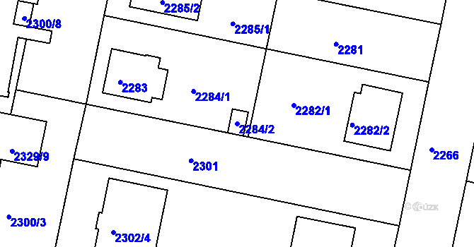 Parcela st. 2284/2 v KÚ České Budějovice 5, Katastrální mapa
