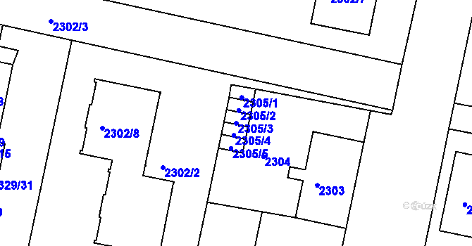 Parcela st. 2305/3 v KÚ České Budějovice 5, Katastrální mapa