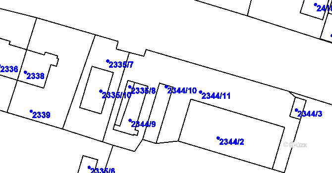 Parcela st. 2344/10 v KÚ České Budějovice 5, Katastrální mapa