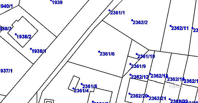 Parcela st. 2361/6 v KÚ České Budějovice 5, Katastrální mapa