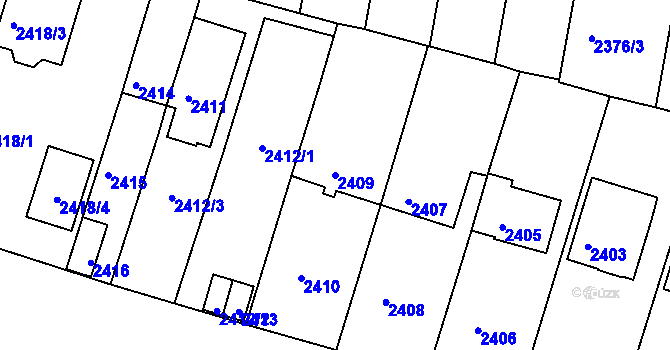 Parcela st. 2409 v KÚ České Budějovice 5, Katastrální mapa