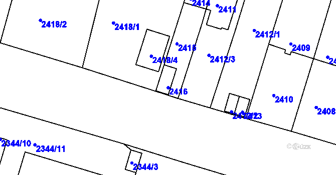 Parcela st. 2416 v KÚ České Budějovice 5, Katastrální mapa