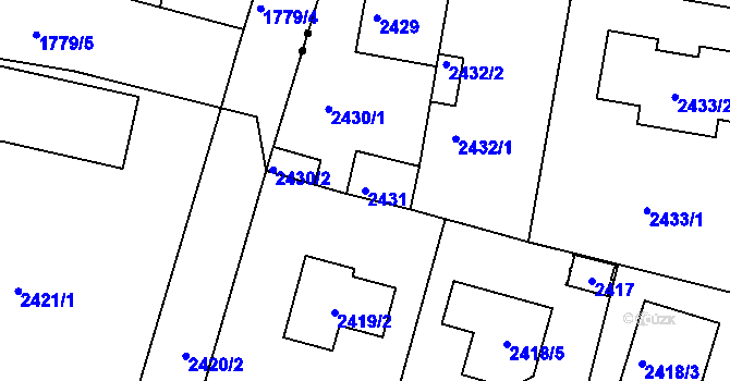Parcela st. 2431 v KÚ České Budějovice 5, Katastrální mapa