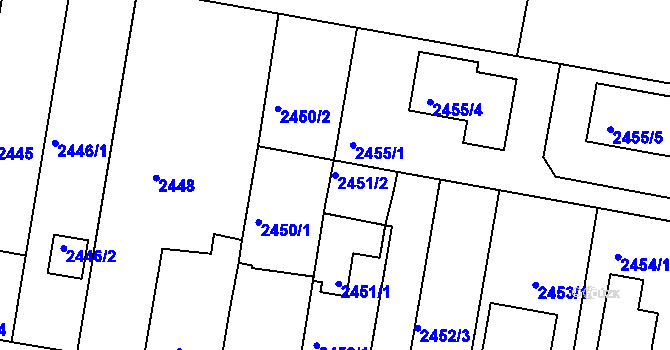 Parcela st. 2451/2 v KÚ České Budějovice 5, Katastrální mapa
